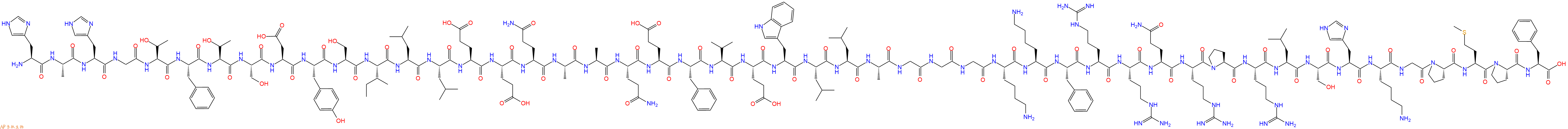 专肽生物产品H2N-His-Ala-His-Gly-Thr-Phe-Thr-Ser-Asp-Tyr-Ser-Ile-Leu-Leu-Glu-Glu-Gln-Ala-Ala-Gln-Glu-Phe-Val-Glu-Trp-Leu-Leu-Ala-Gly-Gly-Gly-Lys-Lys-Phe-Arg-Arg-Gln-Arg-Pro-Arg-Leu-Ser-His-Lys-Gly-Pro-Met-Pro-Phe-OH