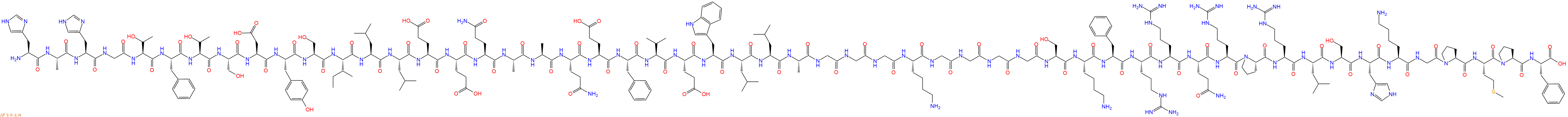 专肽生物产品H2N-His-Ala-His-Gly-Thr-Phe-Thr-Ser-Asp-Tyr-Ser-Ile-Leu-Leu-Glu-Glu-Gln-Ala-Ala-Gln-Glu-Phe-Val-Glu-Trp-Leu-Leu-Ala-Gly-Gly-Gly-Lys-Gly-Gly-Gly-Gly-Ser-Lys-Phe-Arg-Arg-Gln-Arg-Pro-Arg-Leu-Ser-His-Lys-Gly-Pro-Met-Pro-Phe-OH