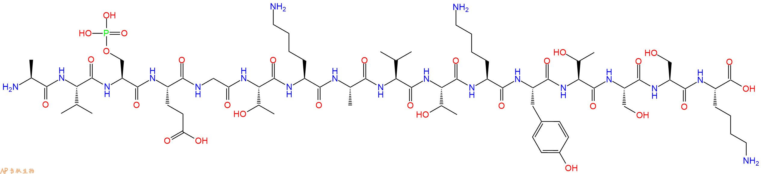 专肽生物产品H2N-Ala-Val-Ser(PO3H2)-Glu-Gly-Thr-Lys-Ala-Val-Thr-Lys-Tyr-Thr-Ser-Ser-Lys-OH
