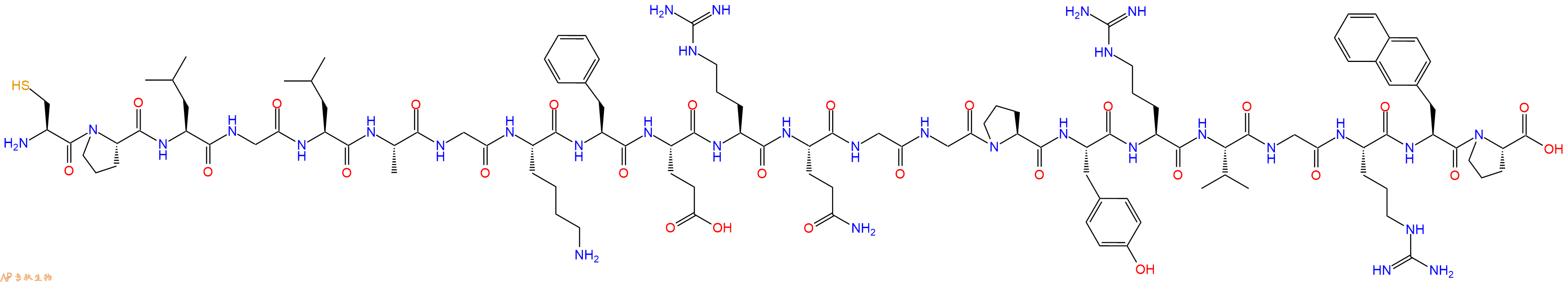 专肽生物产品H2N-Cys-Pro-Leu-Gly-Leu-Ala-Gly-Lys-Phe-Glu-Arg-Gln-Gly-Gly-Pro-Tyr-Arg-Val-Gly-Arg-2Nal-Pro-OH