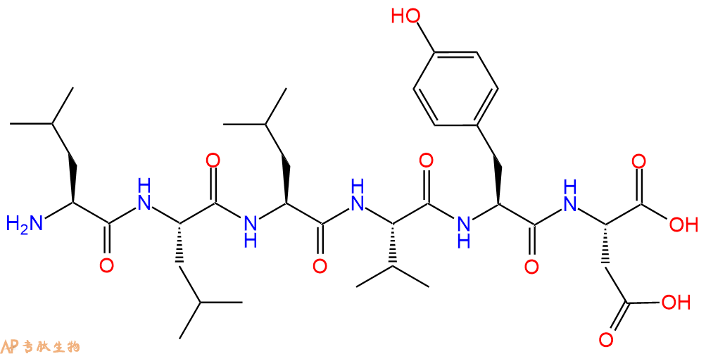 专肽生物产品H2N-Leu-Leu-Leu-Val-Tyr-Asp-OH