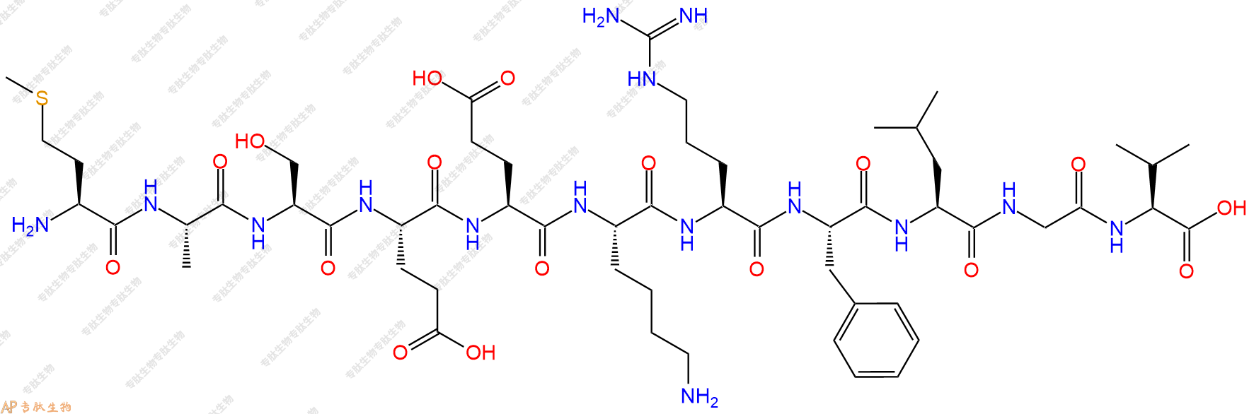 专肽生物产品H2N-Met-Ala-Ser-Glu-Glu-Lys-Arg-Phe-Leu-Gly-Val-OH