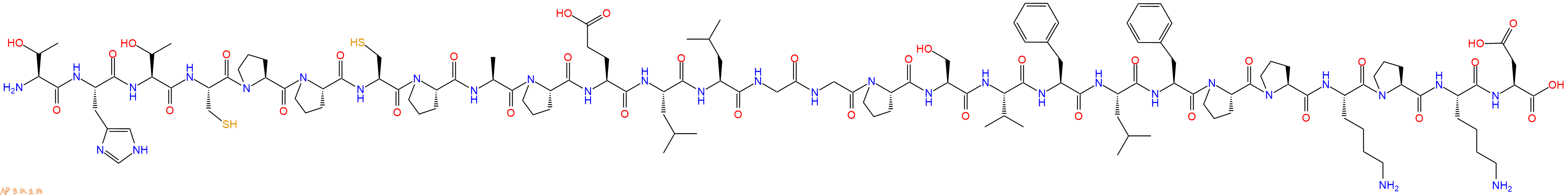 专肽生物产品H2N-Thr-His-Thr-Cys-Pro-Pro-Cys-Pro-Ala-Pro-Glu-Leu-Leu-Gly-Gly-Pro-Ser-Val-Phe-Leu-Phe-Pro-Pro-Lys-Pro-Lys-Asp-OH