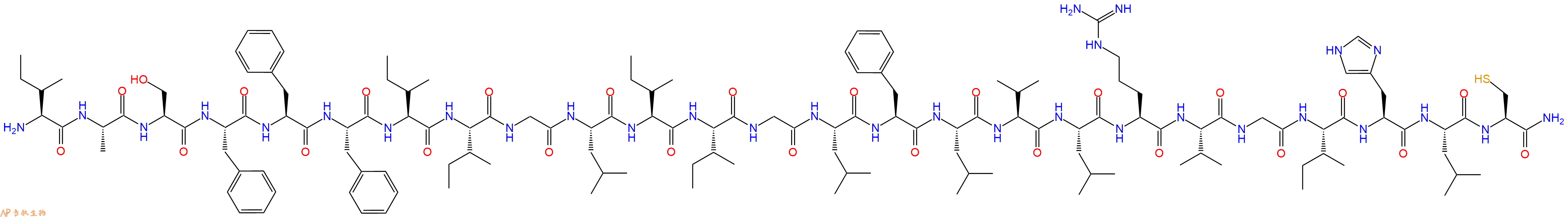 专肽生物产品H2N-Ile-Ala-Ser-Phe-Phe-Phe-Ile-Ile-Gly-Leu-Ile-Ile-Gly-Leu-Phe-Leu-Val-Leu-Arg-Val-Gly-Ile-His-Leu-Cys-NH2