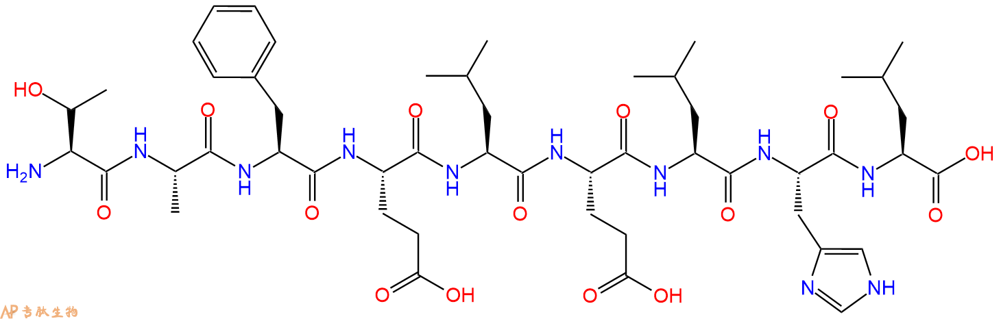 专肽生物产品H2N-Thr-Ala-Phe-Glu-Leu-Glu-Leu-His-Leu-OH