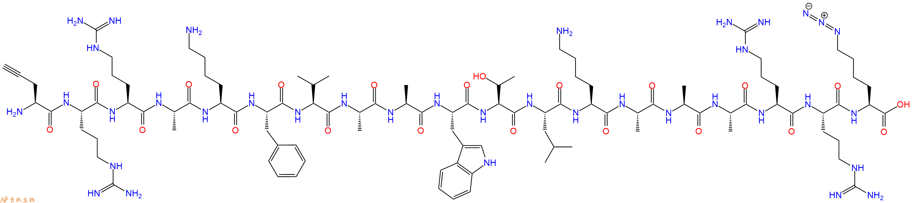 专肽生物产品H2N-Pra-Arg-Arg-Ala-Lys-Phe-Val-Ala-Ala-Trp-Thr-Leu-Lys-Ala-Ala-Ala-Arg-Arg-Lys(N3)-OH