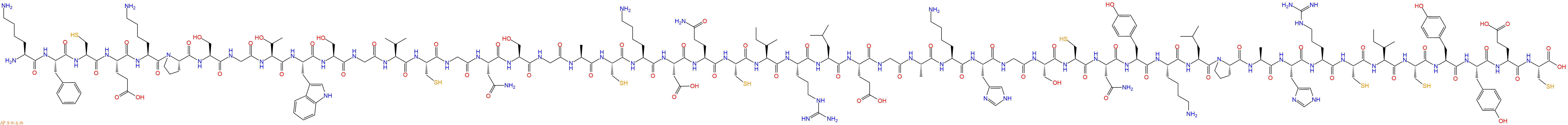 专肽生物产品H2N-Lys-Phe-Cys-Glu-Lys-Pro-Ser-Gly-Thr-Trp-Ser-Gly-Val-Cys-Gly-Asn-Ser-Gly-Ala-Cys-Lys-Asp-Gln-Cys-Ile-Arg-Leu-Glu-Gly-Ala-Lys-His-Gly-Ser-Cys-Asn-Tyr-Lys-Leu-Pro-Ala-His-Arg-Cys-Ile-Cys-Tyr-Tyr-Glu-Cys-OH