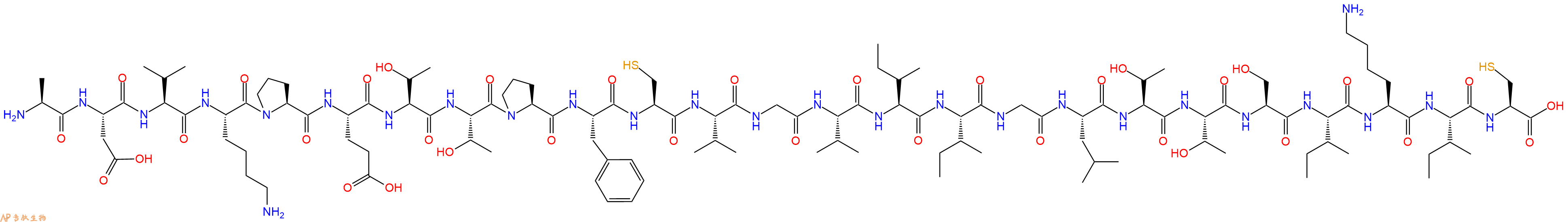 专肽生物产品H2N-Ala-Asp-Val-Lys-Pro-Glu-Thr-Thr-Pro-Phe-Cys-Val-Gly-Val-Ile-Ile-Gly-Leu-Thr-Thr-Ser-Ile-Lys-Ile-Cys-OH