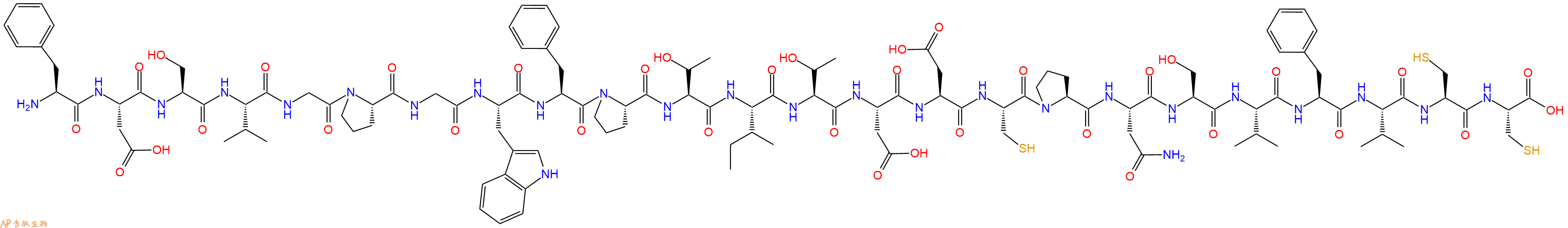 专肽生物产品H2N-Phe-Asp-Ser-Val-Gly-Pro-Gly-Trp-Phe-Pro-Thr-Ile-Thr-Asp-Asp-Cys-Pro-Asn-Ser-Val-Phe-Val-Cys-Cys-OH