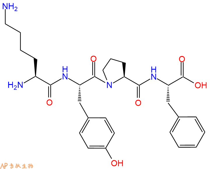 专肽生物产品H2N-Lys-Tyr-Pro-Phe-OH