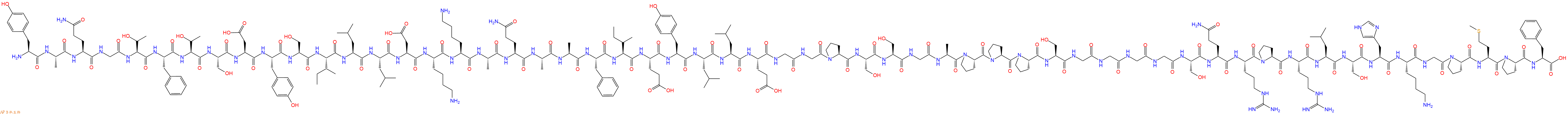 专肽生物产品H2N-Tyr-Ala-Gln-Gly-Thr-Phe-Thr-Ser-Asp-Tyr-Ser-Ile-Leu-Leu-Asp-Lys-Lys-Ala-Gln-Ala-Ala-Phe-Ile-Glu-Tyr-Leu-Leu-Glu-Gly-Gly-Pro-Ser-Ser-Gly-Ala-Pro-Pro-Pro-Ser-Gly-Gly-Gly-Gly-Ser-Gln-Arg-Pro-Arg-Leu-Ser-His-Lys-Gly-Pro-Met-Pro-Phe-OH