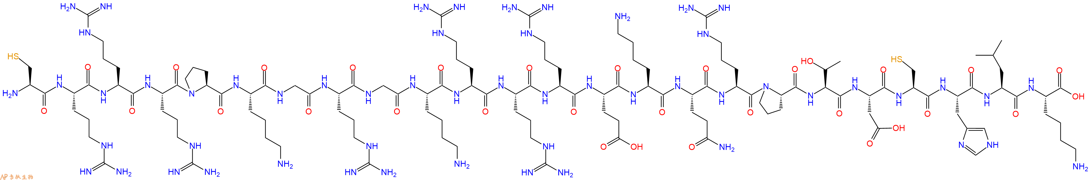 专肽生物产品H2N-Cys-Arg-Arg-Arg-Pro-Lys-Gly-Arg-Gly-Lys-Arg-Arg-Arg-Glu-Lys-Gln-Arg-Pro-Thr-Asp-Cys-His-Leu-Lys-OH