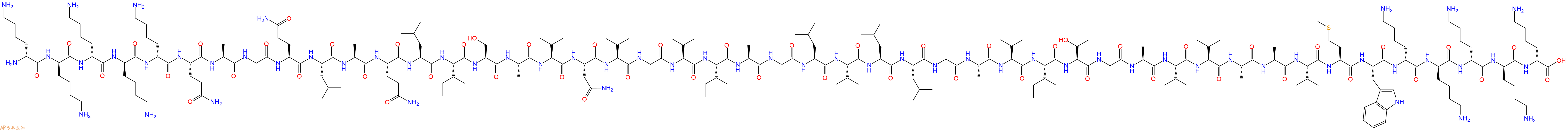 专肽生物产品H2N-DLys-DLys-DLys-DLys-DLys-Gln-Ala-Gly-Gln-Leu-Ala-Gln-Leu-Ile-Ser-Ala-Val-Asn-Val-Gly-Ile-Ile-Ala-Gly-Leu-Val-Leu-Leu-Gly-Ala-Val-Ile-Thr-Gly-Ala-Val-Val-Ala-Ala-Val-Met-Trp-DLys-DLys-DLys-DLys-DLys-OH