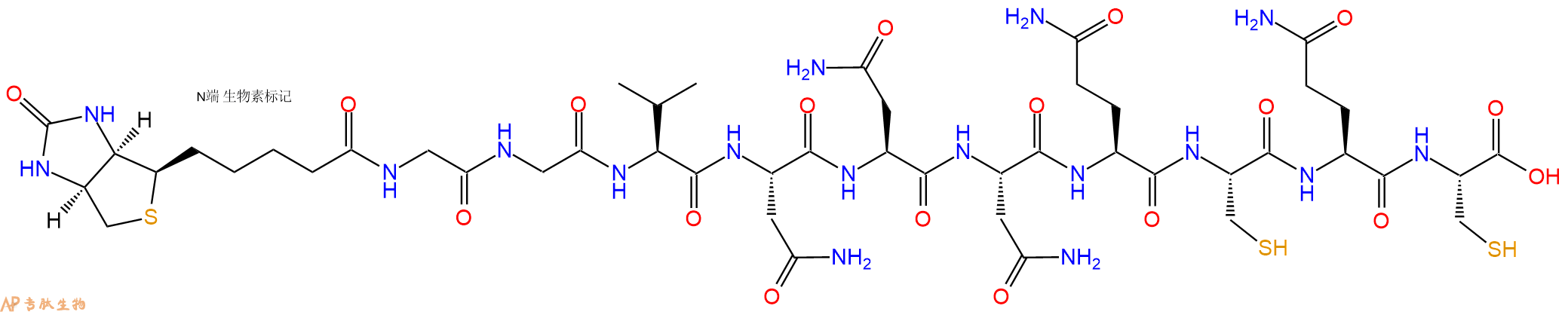 专肽生物产品Biotinyl-Gly-Gly-Val-Asn-Asn-Asn-Gln-Cys-Gln-Cys-OH
