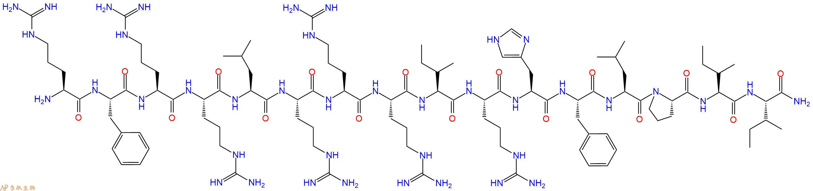 专肽生物产品H2N-Arg-Phe-Arg-Arg-Leu-Arg-Arg-Arg-Ile-Arg-His-Phe-Leu-Pro-Ile-Ile-NH2