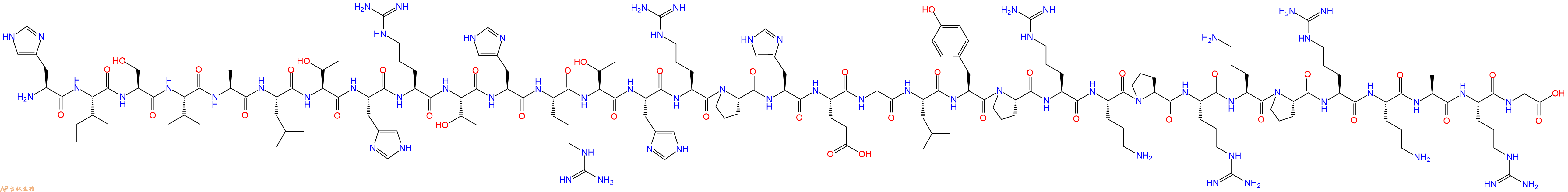 专肽生物产品H2N-His-Ile-Ser-Val-Ala-Leu-Thr-His-Arg-Thr-His-Arg-Thr-His-Arg-Pro-His-Glu-Gly-Leu-Tyr-Pro-Arg-Orn-Pro-Arg-Orn-Pro-Arg-Orn-Ala-Arg-Gly-OH