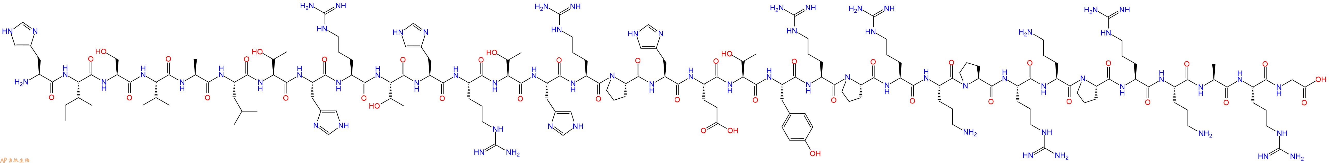 专肽生物产品H2N-His-Ile-Ser-Val-Ala-Leu-Thr-His-Arg-Thr-His-Arg-Thr-His-Arg-Pro-His-Glu-Thr-Tyr-Arg-Pro-Arg-Orn-Pro-Arg-Orn-Pro-Arg-Orn-Ala-Arg-Gly-OH