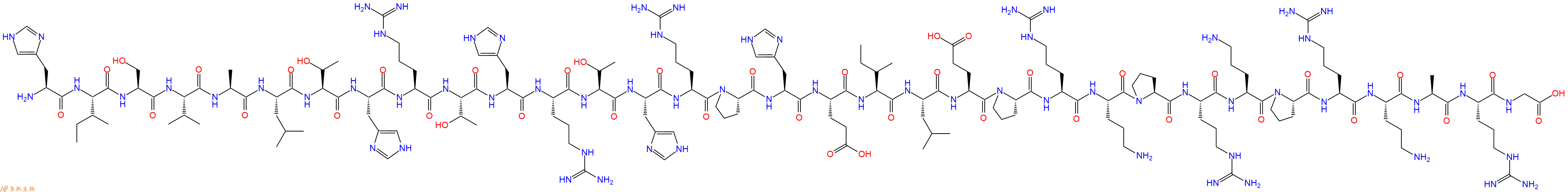 专肽生物产品H2N-His-Ile-Ser-Val-Ala-Leu-Thr-His-Arg-Thr-His-Arg-Thr-His-Arg-Pro-His-Glu-Ile-Leu-Glu-Pro-Arg-Orn-Pro-Arg-Orn-Pro-Arg-Orn-Ala-Arg-Gly-OH