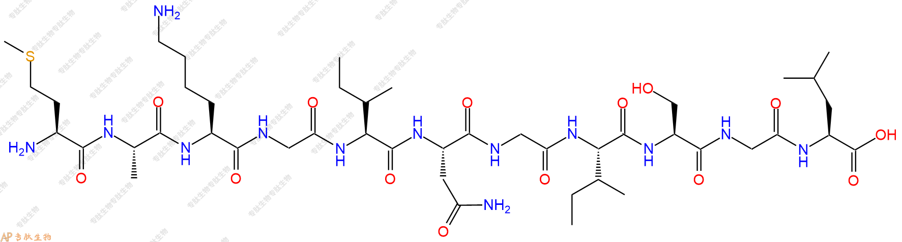专肽生物产品H2N-Met-Ala-Lys-Gly-Ile-Asn-Gly-Ile-Ser-Gly-Leu-OH