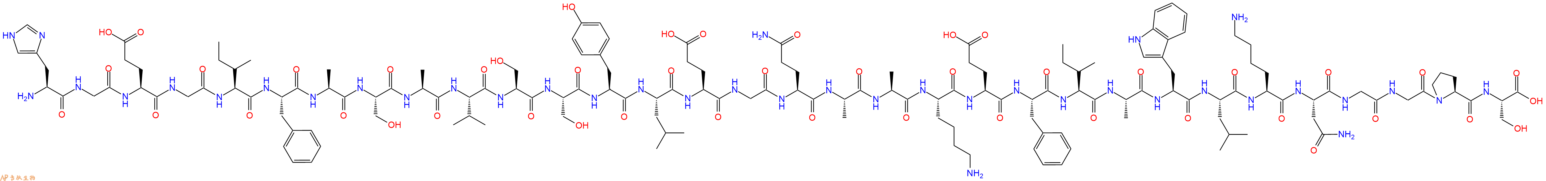 专肽生物产品H2N-His-Gly-Glu-Gly-Ile-Phe-Ala-Ser-Ala-Val-Ser-Ser-Tyr-Leu-Glu-Gly-Gln-Ala-Ala-Lys-Glu-Phe-Ile-Ala-Trp-Leu-Lys-Asn-Gly-Gly-Pro-Ser-OH