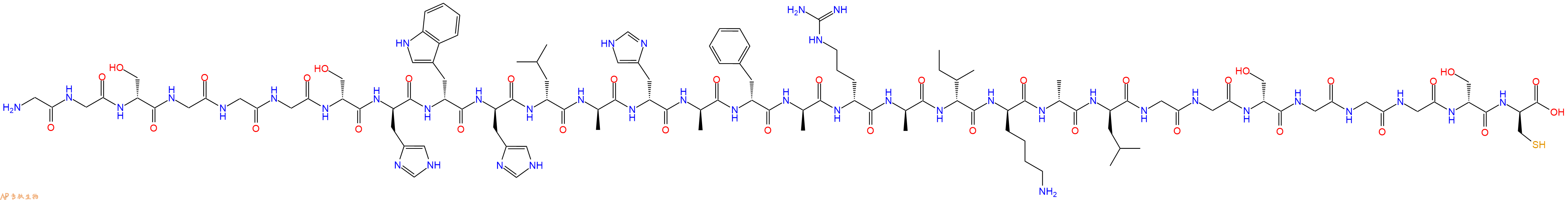 专肽生物产品H2N-Gly-Gly-DSer-Gly-Gly-Gly-DSer-DHis-DTrp-DHis-DLeu-DAla-DHis-DAla-DPhe-DAla-DArg-DAla-DIle-DLys-DAla-DLeu-Gly-Gly-DSer-Gly-Gly-Gly-DSer-DCys-OH