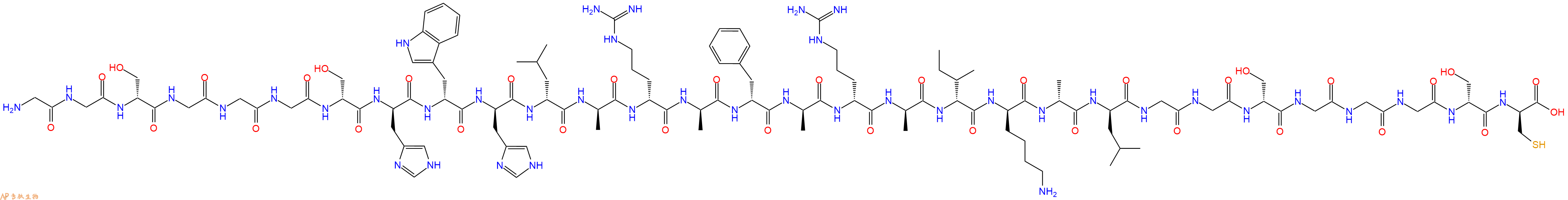 专肽生物产品H2N-Gly-Gly-DSer-Gly-Gly-Gly-DSer-DHis-DTrp-DHis-DLeu-DAla-DArg-DAla-DPhe-DAla-DArg-DAla-DIle-DLys-DAla-DLeu-Gly-Gly-DSer-Gly-Gly-Gly-DSer-DCys-OH