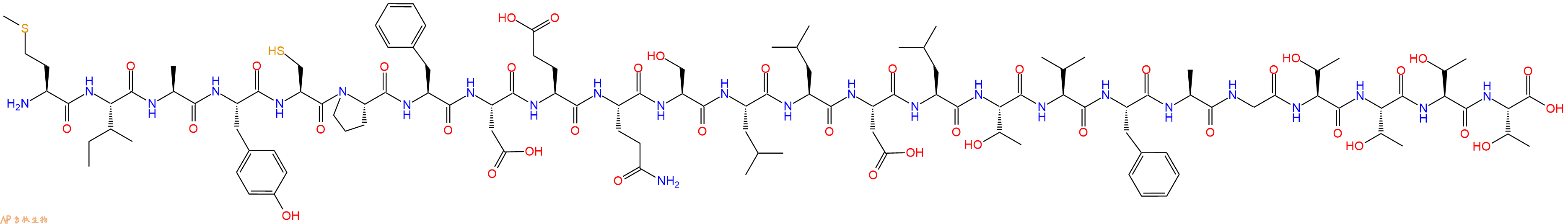 专肽生物产品H2N-Met-Ile-Ala-Tyr-Cys-Pro-Phe-Asp-Glu-Gln-Ser-Leu-Leu-Asp-Leu-Thr-Val-Phe-Ala-Gly-Thr-Thr-Thr-Thr-OH