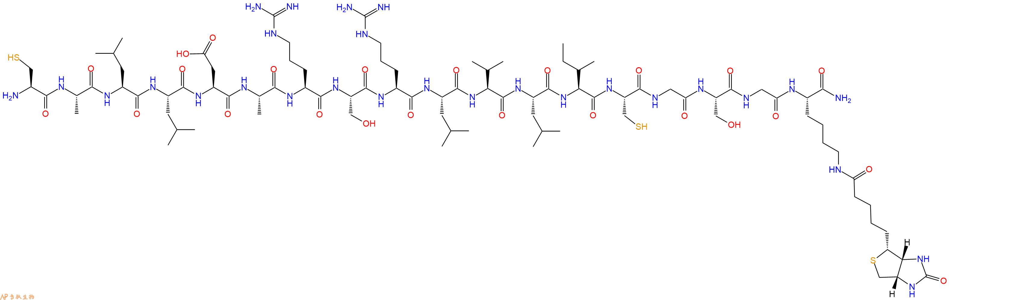专肽生物产品H2N-Cys-Ala-Leu-Leu-Asp-Ala-Arg-Ser-Arg-Leu-Val-Leu-Ile-Cys-Gly-Ser-Gly-Lys(Biotin)-NH2