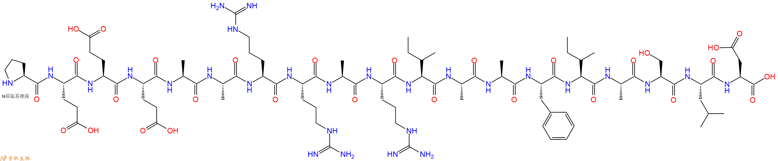 专肽生物产品H2N-Pro-Glu-Glu-Glu-Ala-Ala-Arg-Arg-Ala-Arg-Ile-Ala-Ala-Phe-Ile-Ala-Ser-Leu-Asp-OH