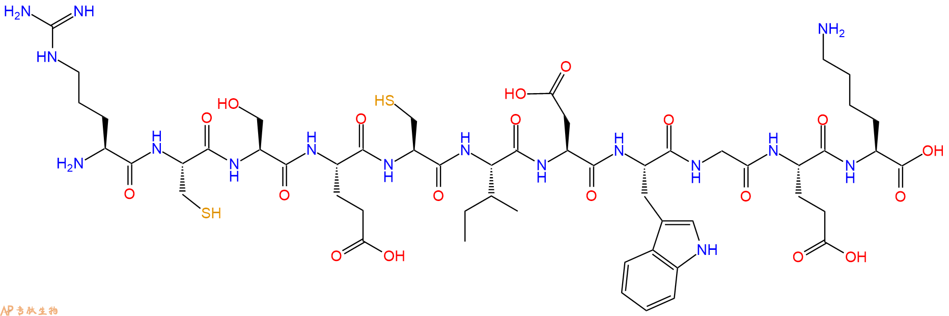专肽生物产品H2N-Arg-Cys-Ser-Glu-Cys-Ile-Asp-Trp-Gly-Glu-Lys-OH