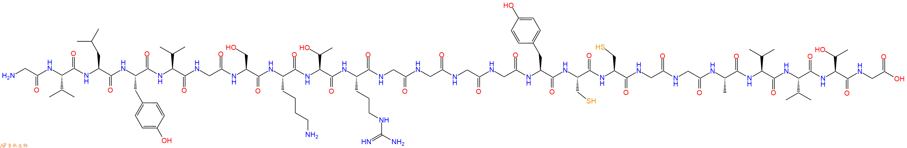 专肽生物产品H2N-Gly-Val-Leu-Tyr-Val-Gly-Ser-Lys-Thr-Arg-Gly-Gly-Gly-Gly-Tyr-Cys-Cys-Gly-Gly-Ala-Val-Val-Thr-Gly-OH