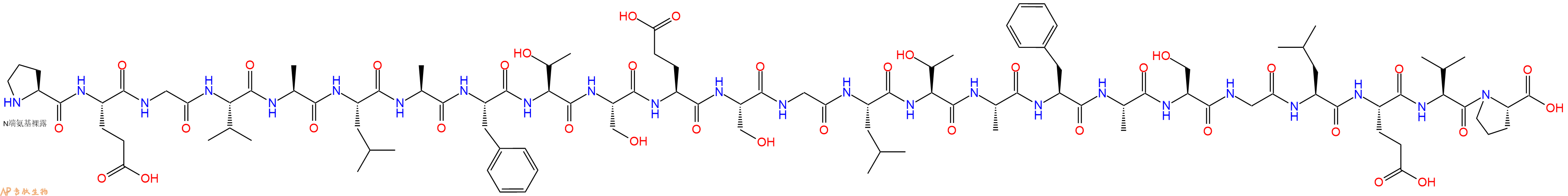 专肽生物产品H2N-Pro-Glu-Gly-Val-Ala-Leu-Ala-Phe-Thr-Ser-Glu-Ser-Gly-Leu-Thr-Ala-Phe-Ala-Ser-Gly-Leu-Glu-Val-Pro-OH