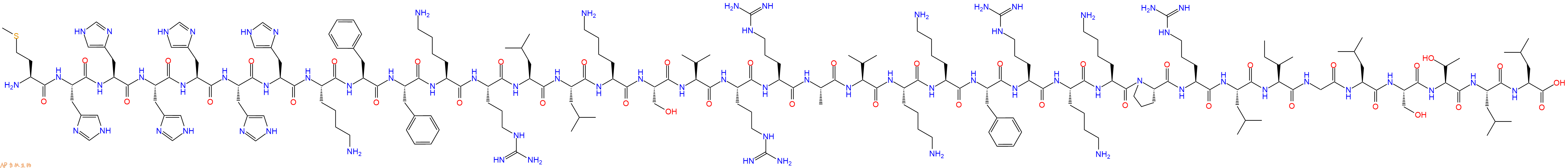 专肽生物产品H2N-Met-His-His-His-His-His-His-Lys-Phe-Phe-Lys-Arg-Leu-Leu-Lys-Ser-Val-Arg-Arg-Ala-Val-Lys-Lys-Phe-Arg-Lys-Lys-Pro-Arg-Leu-Ile-Gly-Leu-Ser-Thr-Leu-Leu-OH