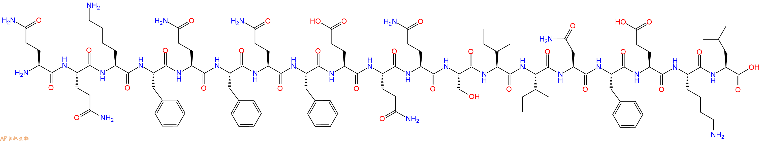 专肽生物产品H2N-Gln-Gln-Lys-Phe-Gln-Phe-Gln-Phe-Glu-Gln-Gln-Ser-Ile-Ile-Asn-Phe-Glu-Lys-Leu-OH