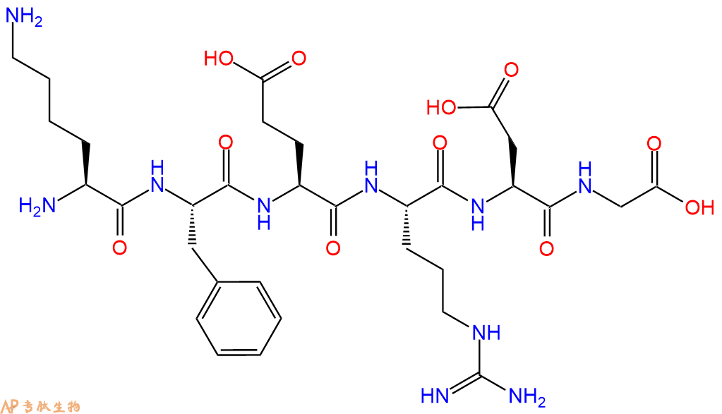 专肽生物产品H2N-Lys-Phe-Glu-Arg-Asp-Gly-OH