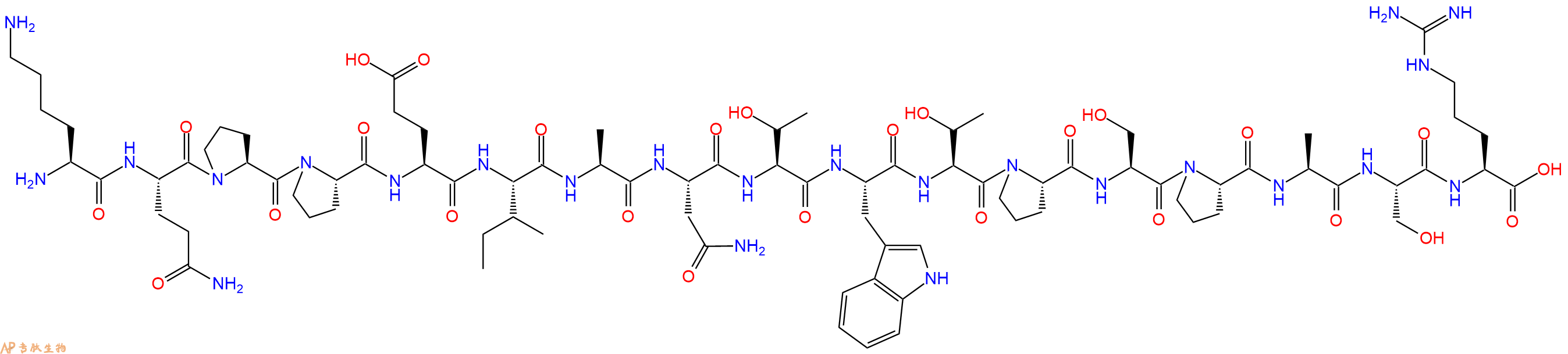 专肽生物产品H2N-Lys-Gln-Pro-Pro-Glu-Ile-Ala-Asn-Thr-Trp-Thr-Pro-Ser-Pro-Ala-Ser-Arg-OH