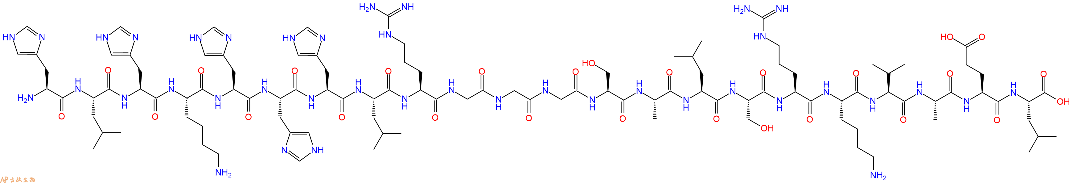 专肽生物产品H2N-His-Leu-His-Lys-His-His-His-Leu-Arg-Gly-Gly-Gly-Ser-Ala-Leu-Ser-Arg-Lys-Val-Ala-Glu-Leu-OH