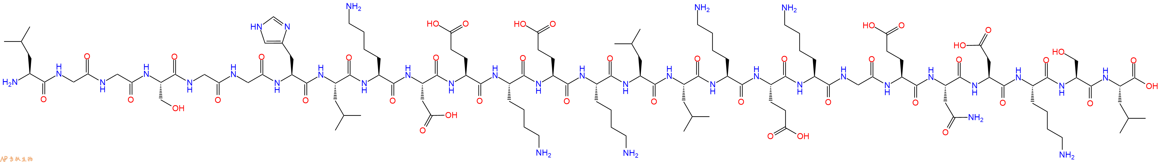 专肽生物产品H2N-Leu-Gly-Gly-Ser-Gly-Gly-His-Leu-Lys-Asp-Glu-Lys-Glu-Lys-Leu-Leu-Lys-Glu-Lys-Gly-Glu-Asn-Asp-Lys-Ser-Leu-OH