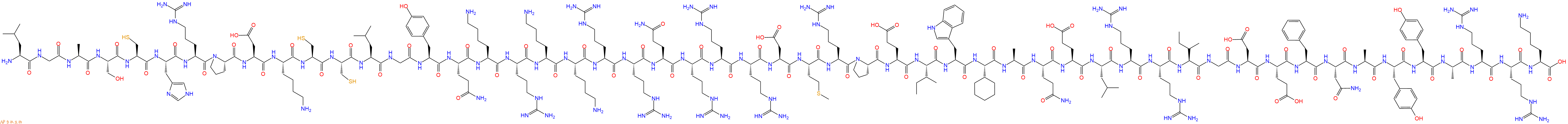 专肽生物产品H2N-Leu-Gly-Ala-Ser-Cys-His-Arg-Pro-Asp-Lys-Cys-Cys-Leu-Gly-Tyr-Gln-Lys-Arg-Lys-Lys-Arg-Arg-Gln-Arg-Arg-Arg-Asp-Met-Arg-Pro-Glu-Ile-Trp-Chg-Ala-Gln-Glu-Leu-Arg-Arg-Ile-Gly-Asp-Glu-Phe-Asn-Ala-Tyr-Tyr-Ala-Arg-Arg-Lys-OH