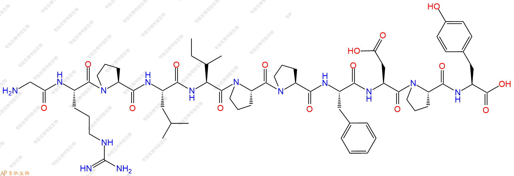 专肽生物产品H2N-Gly-Arg-Pro-Leu-Ile-Pro-Pro-Phe-Asp-Pro-Tyr-OH