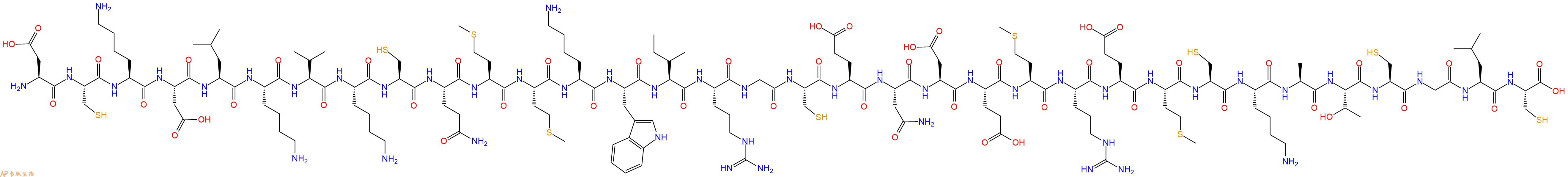 专肽生物产品H2N-Asp-Cys-Lys-Asp-Leu-Lys-Val-Lys-Cys-Gln-Met-Met-Lys-Trp-Ile-Arg-Gly-Cys-Glu-Asn-Asp-Glu-Met-Arg-Glu-Met-Cys-Lys-Ala-Thr-Cys-Gly-Leu-Cys-OH