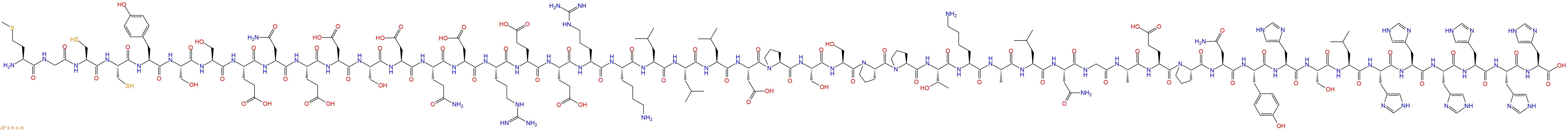 专肽生物产品H2N-Met-Gly-Cys-Cys-Tyr-Ser-Ser-Glu-Asn-Glu-Asp-Ser-Asp-Gln-Asp-Arg-Glu-Glu-Arg-Lys-Leu-Leu-Leu-Asp-Pro-Ser-Ser-Pro-Pro-Thr-Lys-Ala-Leu-Asn-Gly-Ala-Glu-Pro-Asn-Tyr-His-Ser-Leu-His-His-His-His-His-His-OH
