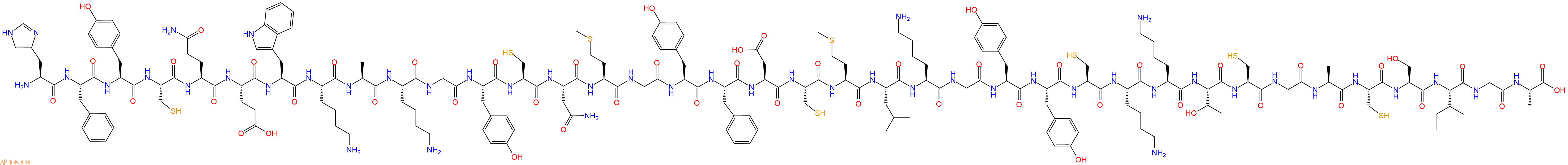 专肽生物产品H2N-His-Phe-Tyr-Cys-Gln-Glu-Trp-Lys-Ala-Lys-Gly-Tyr-Cys-Asn-Met-Gly-Tyr-Phe-Asp-Cys-Met-Leu-Lys-Gly-Tyr-Tyr-Cys-Lys-Lys-Thr-Cys-Gly-Ala-Cys-Ser-Ile-Gly-Ala-OH