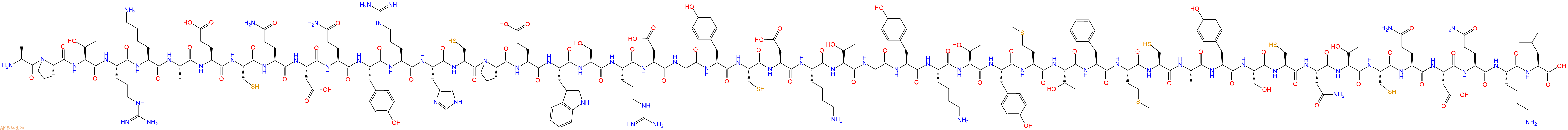 专肽生物产品H2N-Ala-Pro-Thr-Arg-Lys-Ala-Glu-Cys-Gln-Asp-Gln-Tyr-Arg-His-Cys-Pro-Glu-Trp-Ser-Arg-Asp-Gly-Tyr-Cys-Asp-Lys-Thr-Gly-Tyr-Lys-Thr-Tyr-Met-Thr-Phe-Met-Cys-Ala-Tyr-Ser-Cys-Asn-Thr-Cys-Gln-Asp-Gln-Lys-Leu-OH