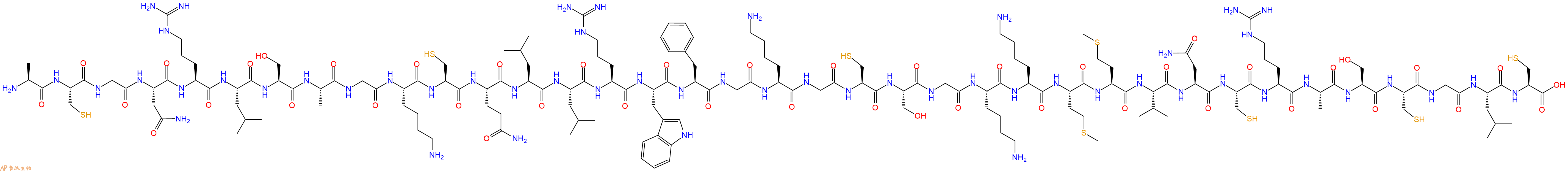 专肽生物产品H2N-Ala-Cys-Gly-Asn-Arg-Leu-Ser-Ala-Gly-Lys-Cys-Gln-Leu-Leu-Arg-Trp-Phe-Gly-Lys-Gly-Cys-Ser-Gly-Lys-Lys-Met-Met-Val-Asn-Cys-Arg-Ala-Ser-Cys-Gly-Leu-Cys-OH