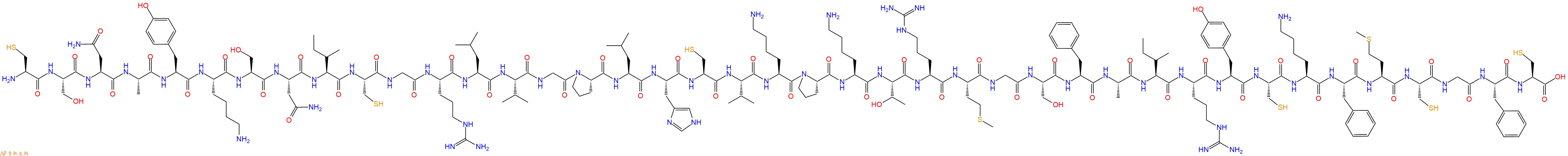 专肽生物产品H2N-Cys-Ser-Asn-Ala-Tyr-Lys-Ser-Asn-Ile-Cys-Gly-Arg-Leu-Val-Gly-Pro-Leu-His-Cys-Val-Lys-Pro-Lys-Thr-Arg-Met-Gly-Ser-Phe-Ala-Ile-Arg-Tyr-Cys-Lys-Phe-Met-Cys-Gly-Phe-Cys-OH