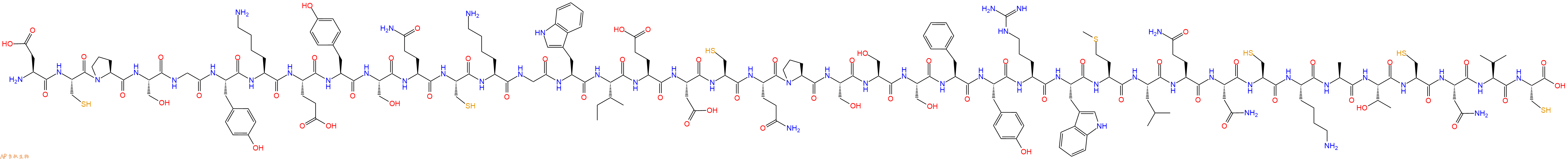 专肽生物产品H2N-Asp-Cys-Pro-Ser-Gly-Tyr-Lys-Glu-Tyr-Ser-Gln-Cys-Lys-Gly-Trp-Ile-Glu-Asp-Cys-Gln-Pro-Ser-Ser-Ser-Phe-Tyr-Arg-Trp-Met-Leu-Gln-Asn-Cys-Lys-Ala-Thr-Cys-Asn-Val-Cys-OH