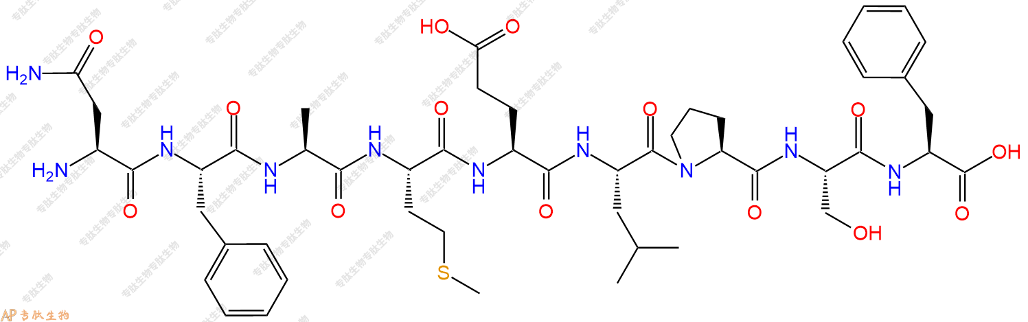 专肽生物产品H2N-Asn-Phe-Ala-Met-Glu-Leu-Pro-Ser-Phe-OH