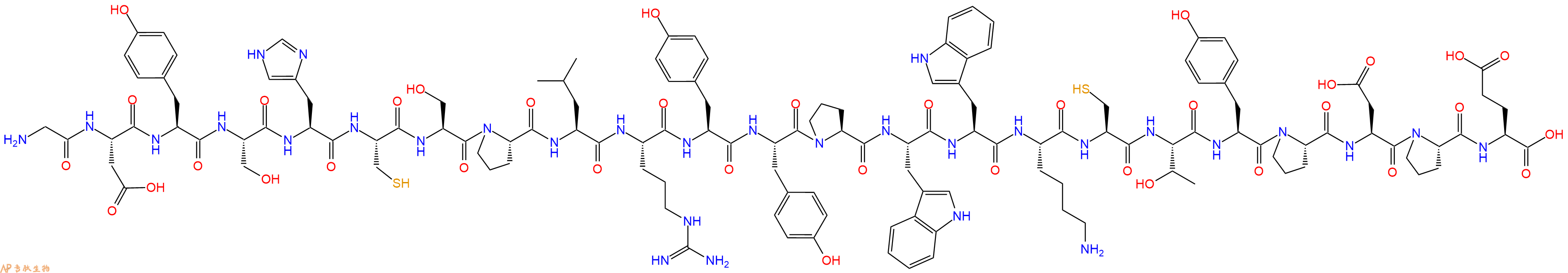 专肽生物产品H2N-Gly-Asp-Tyr-Ser-His-Cys-Ser-Pro-Leu-Arg-Tyr-Tyr-Pro-Trp-Trp-Lys-Cys-Thr-Tyr-Pro-Asp-Pro-Glu-OH