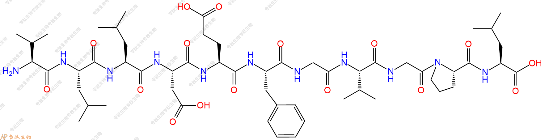 专肽生物产品H2N-Val-Leu-Leu-Asp-Glu-Phe-Gly-Val-Gly-Pro-Leu-OH